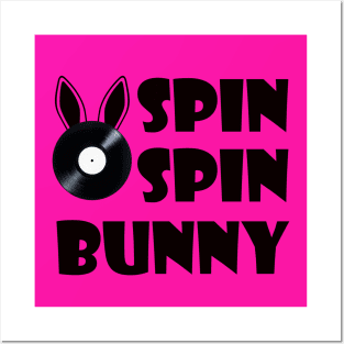 SpinSpinBunny Bunny Main Square Logo - Fluorescent Hot Pink Posters and Art